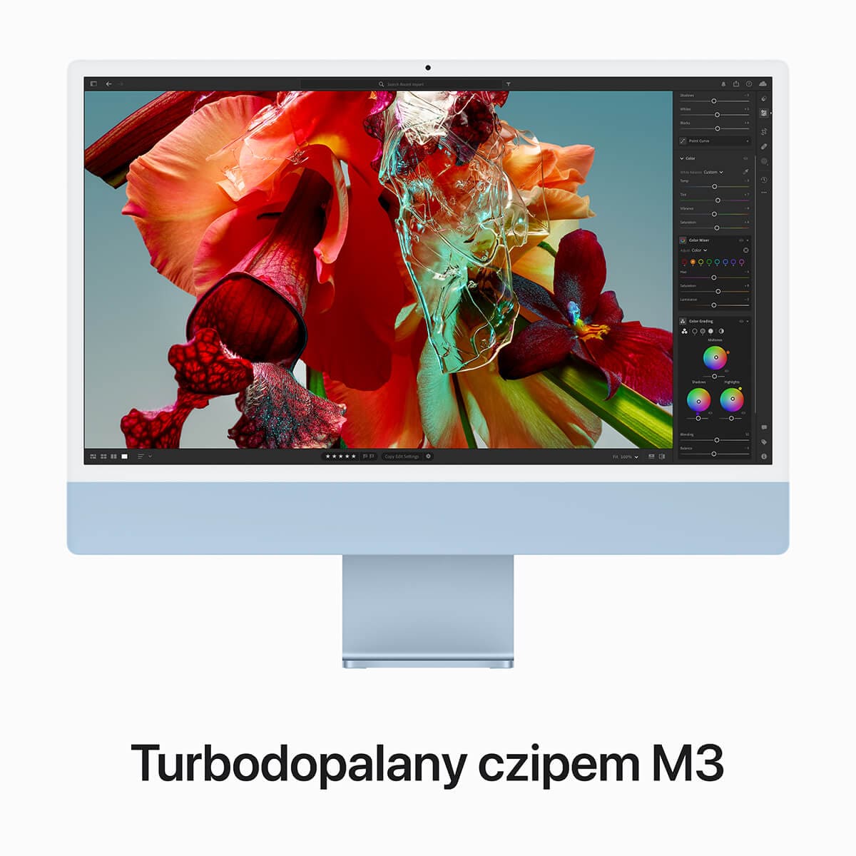Apple iMac 24 4,5K Retina M3 8-core CPU + 10-core GPU / 16GB / 512GB SSD / Gigabit Ethernet / Niebieski (Blue) - najważniejsze cechy Apple iMac 24 4,5K Retina M3 8-core CPU + 10-core GPU / 16GB / 512GB SSD / Gigabit Ethernet / Niebieski (Blue) - najważniejsze cechy