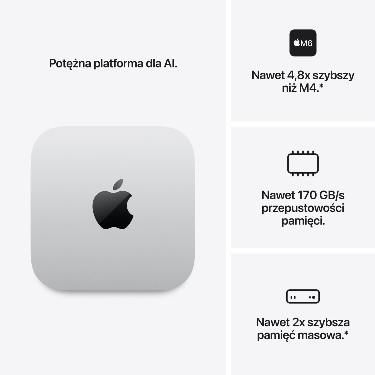 Apple Mac mini M6 12-core CPU + 12-core GPU / 16 GB RAM / 256 GB SSD / Gigabit Ethernet / Srebrny (Silver)