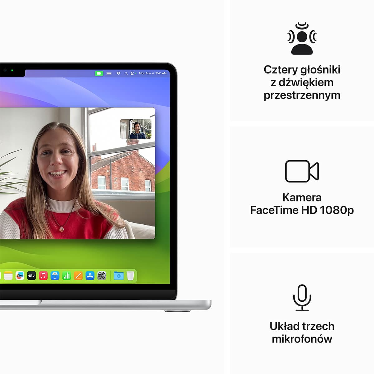 Apple MacBook Air 13 M3 8-core CPU + 10-core GPU / 8GB RAM / 512GB SSD / Klawiatura US / Srebrny (Silver) - złącza Apple MacBook Air 13 M3 8-core CPU + 10-core GPU / 8GB RAM / 512GB SSD / Klawiatura US / Srebrny (Silver) - złącza