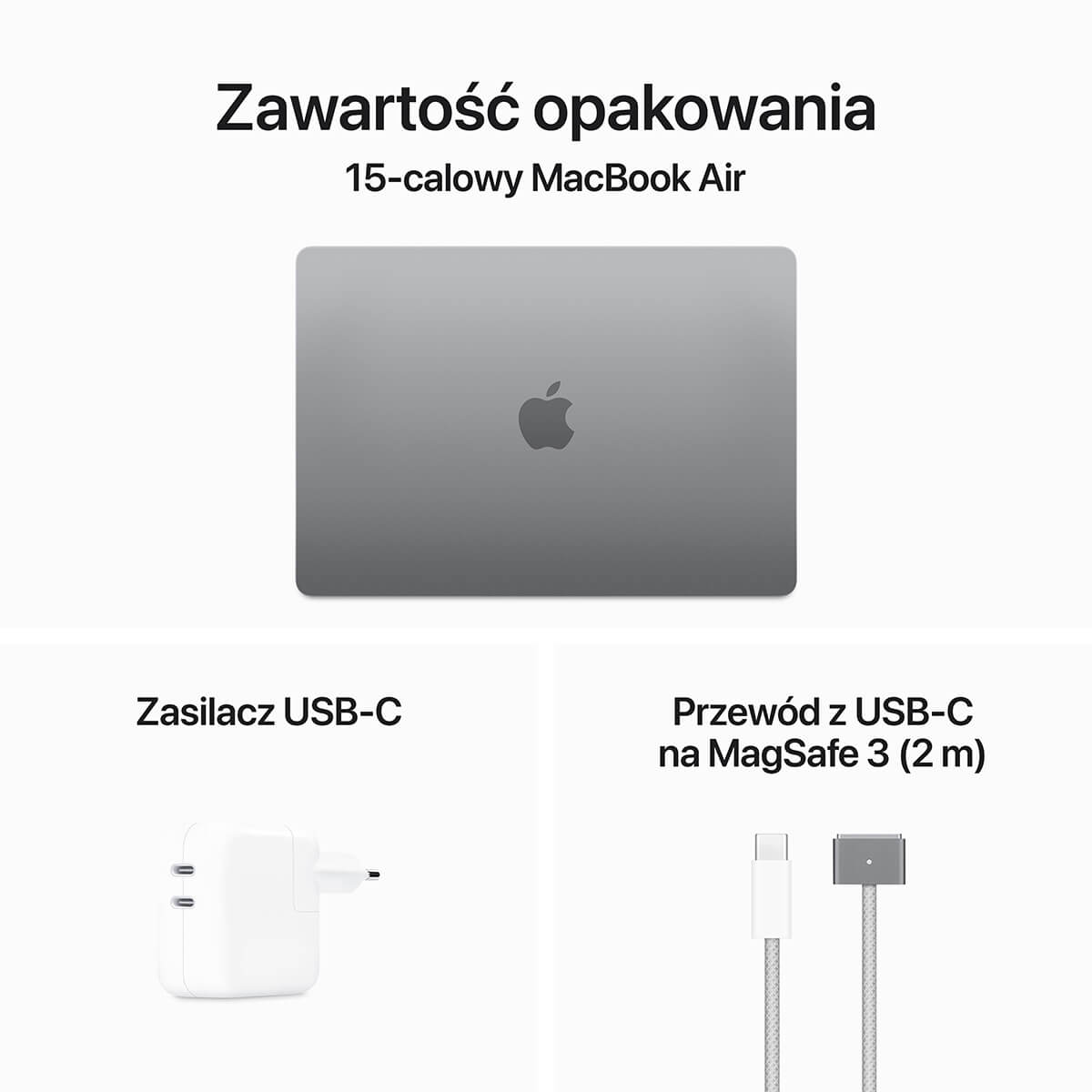 Apple MacBook Air 15 M3 8-rdzeniowy CPU + 10-rdzeniowy GPU / 8GB RAM / 256GB SSD / Klawiatura US / Gwiezdna szarość (Space Gray) - wyświetlacz