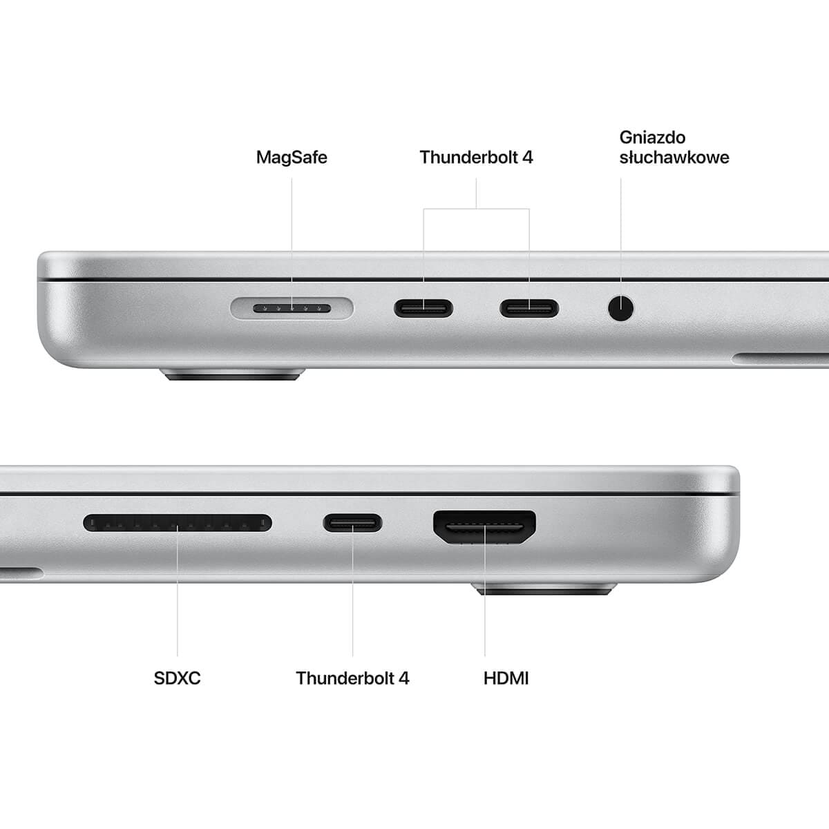 Apple MacBook Pro 16 M2 Max 12-core CPU + 38-core GPU / 32GB RAM / 8TB SSD / Klawiatura US / Srebrny (Silver) - złącza Apple MacBook Pro 16 M2 Max 12-core CPU + 38-core GPU / 32GB RAM / 8TB SSD / Klawiatura US / Srebrny (Silver) - złącza