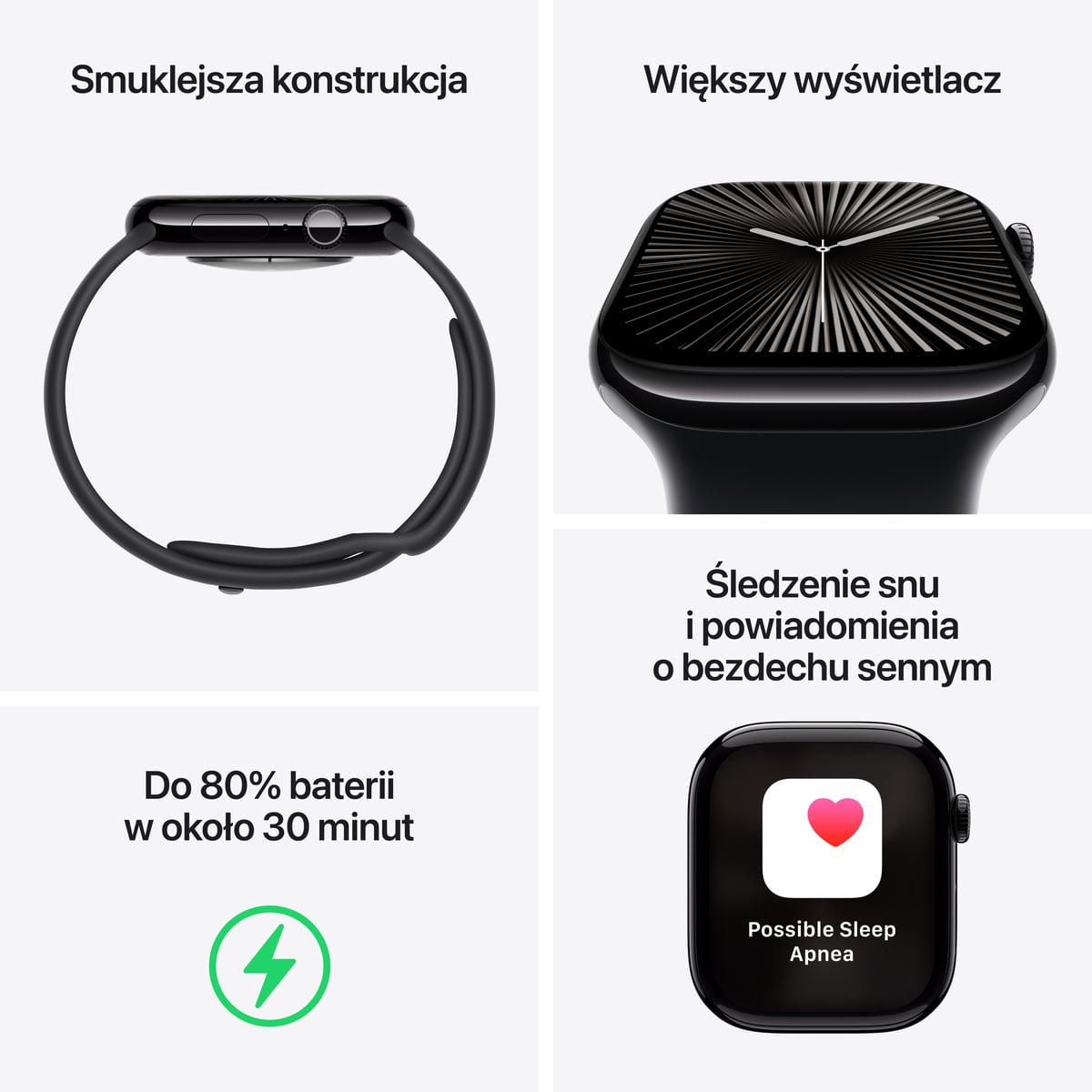Apple Watch Series 10 GPS + Cellular Koperta 42mm z Tytanu w kolorze Łupku z Paskiem sportowym w kolorze Czarnym - M/L - lifestyle