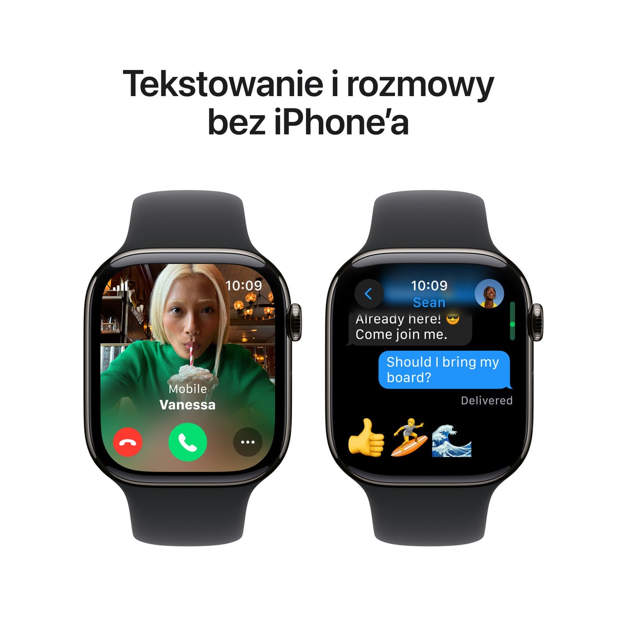 Apple Watch Series 10 GPS + Cellular Koperta 46mm z Tytanu w kolorze Łupku z Paskiem sportowym w kolorze Czarnym - S/M - lifestyle