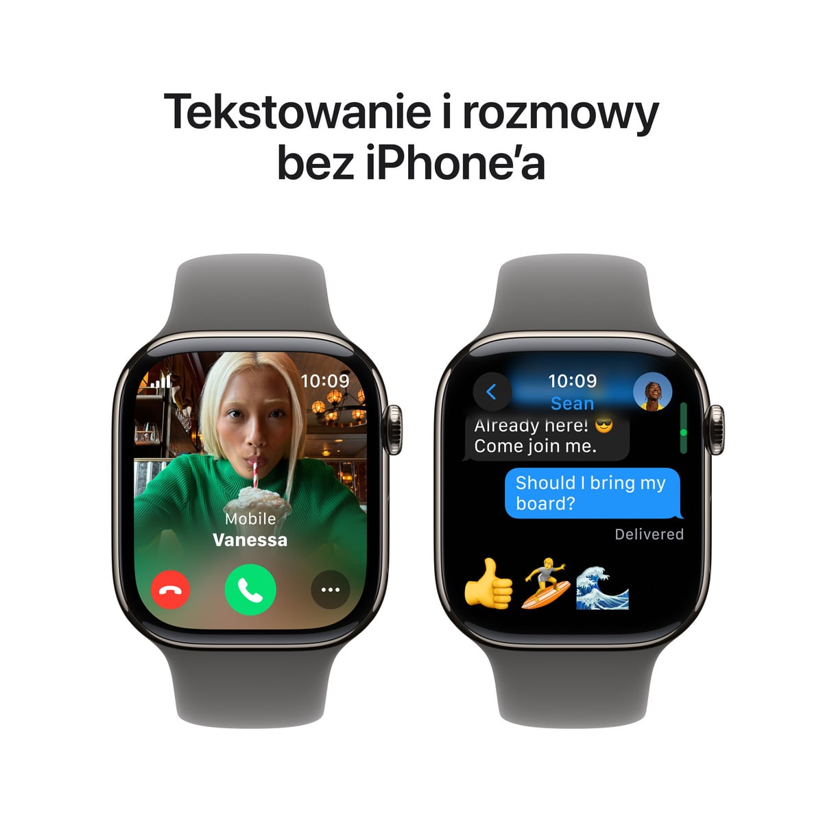 Apple Watch Series 10 GPS + Cellular Koperta 46mm z Tytanu w kolorze Naturalnym z Paskiem sportowym w kolorze Górskiej szarości - M/L - lifestyle Apple Watch Series 10 GPS + Cellular Koperta 46mm z Tytanu w kolorze Naturalnym z Paskiem sportowym w kolorze Górskiej szarości - M/L - lifestyle