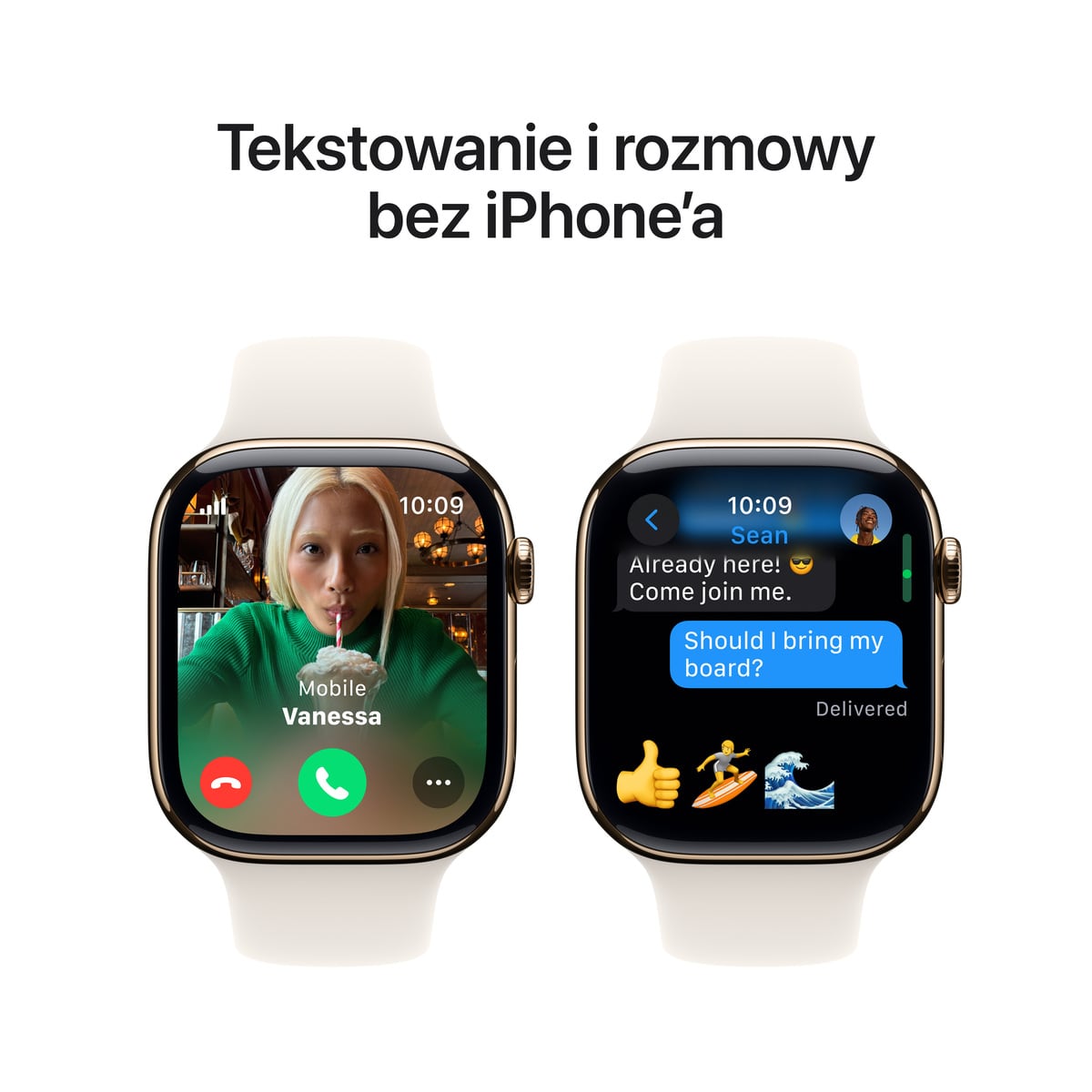 Apple Watch Series 10 GPS + Cellular Koperta 46mm z Tytanu w kolorze Złotym z Paskiem sportowym w kolorze Księżycowej poświaty - M/L - lifestyle Apple Watch Series 10 GPS + Cellular Koperta 46mm z Tytanu w kolorze Złotym z Paskiem sportowym w kolorze Księżycowej poświaty - M/L - lifestyle