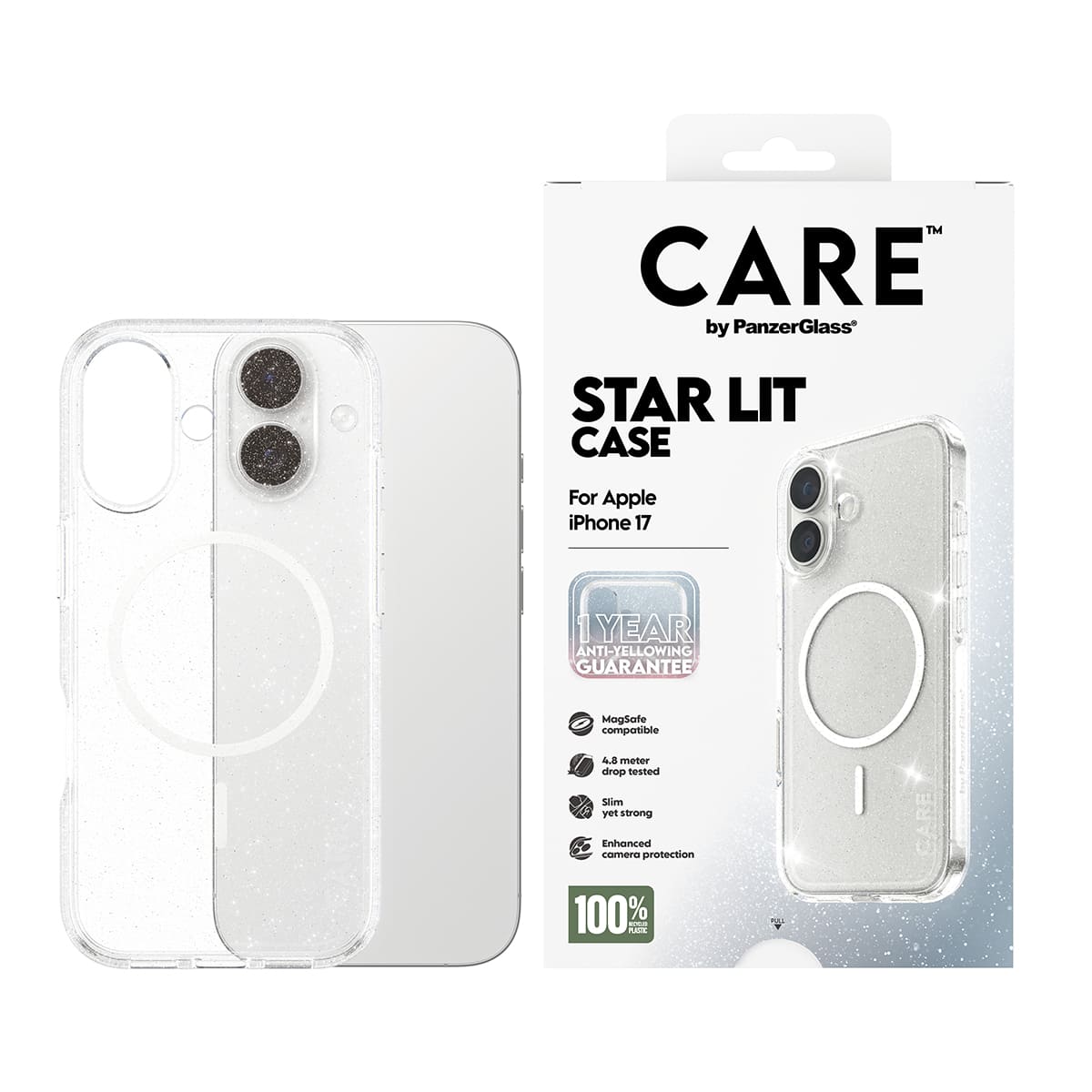 CARE by PanzerGlass Flagship Urban Explorer Etui do iPhone 17 z białym MagSafe - Star Lit - Zawartość opakowania CARE by PanzerGlass Flagship Urban Explorer Etui do iPhone 17 z białym MagSafe - Star Lit - Zawartość opakowania