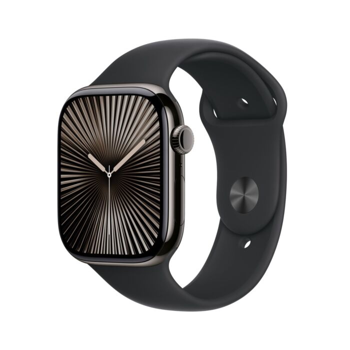 Apple Watch Series 10 GPS + Cellular Koperta 42mm z Tytanu w kolorze Łupku z Paskiem sportowym w kolorze Czarnym - M/L – CPO - Outlet - FWXH3LWA/W435 - zdjęcie 1 z 9