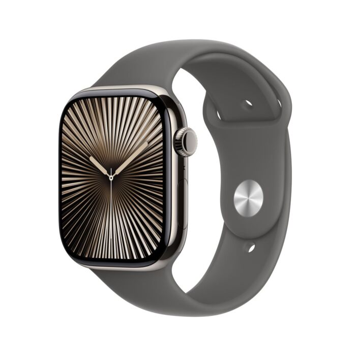Apple Watch Series 10 GPS + Cellular Koperta 46mm z Tytanu w kolorze Naturalnym z Paskiem sportowym w kolorze Górskiej szarości - M/L - CPO – Outlet - FWYA3LWA/W438 - zdjęcie 1 z 9