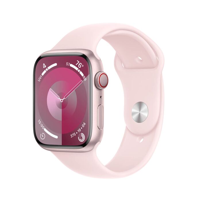 Apple Watch Series 9 GPS + Cellular Koperta 45mm z Aluminium w kolorze Różowym z Paskiem sportowym w kolorze Jasnoróżowym - rozmiar M/L - FRML3LW/A - zdjęcie 1 z 10