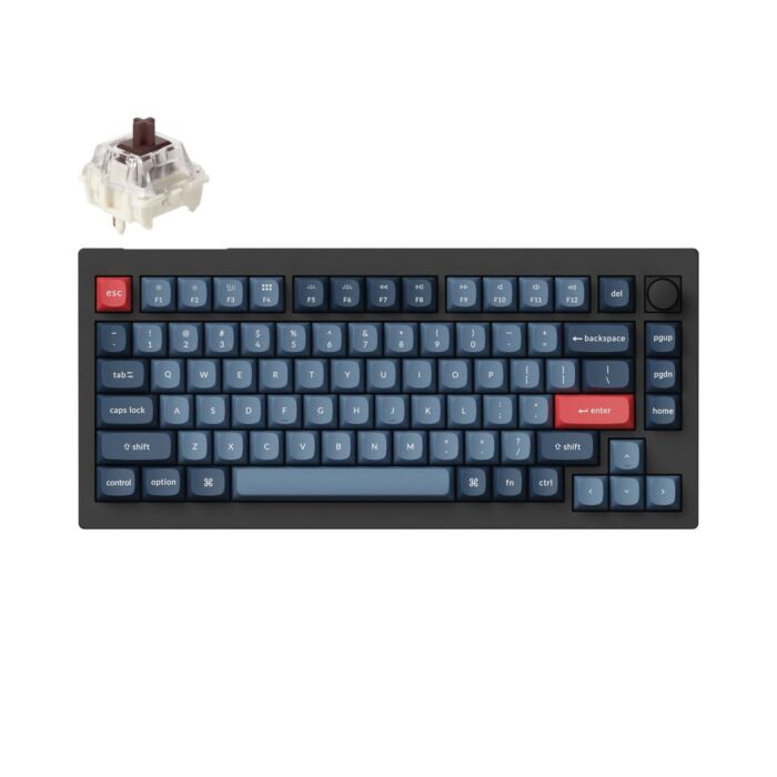 Keychron V1 MAX bezprzewodowa klawiatura mechaniczna Fully Assembled Knob Brown Switch - Czarna (Black) - V1M-D3 - zdjęcie 1 z 4