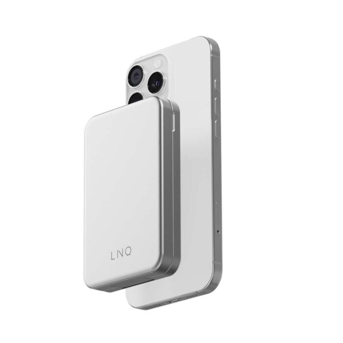 LINQ Powerbank magnetyczny 3in1 do iPhone / AirPods / Apple Watch 8.000 mAh kompatybilny z MagSafe - Srebrny - LQWPS082 - zdjęcie 1 z 7
