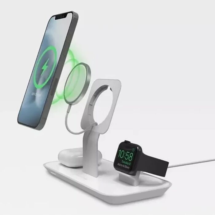 Mophie Snap+ Ładowarka bezprzewodowa 3w1 kompatybilna z MagSafe / 15W - Biała - MOP401309540 - zdjęcie 1 z 4