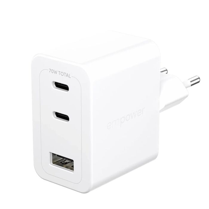 PanzerGlass Empower Turbo Ładowarka sieciowa 70W  2 x USB-C / USB-A - Biała - PAN001359 - zdjęcie 1 z 3