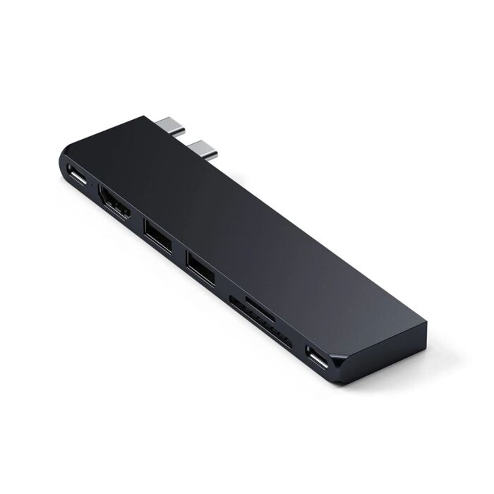 Satechi Pro Hub Slim Aluminiowy hub z podwójnym USB-C do MacBook USB 4 / HDMI / 2x USB-A / SD/microSD / USB-C - Północ - ST-HUCPHSD - zdjęcie 1 z 4