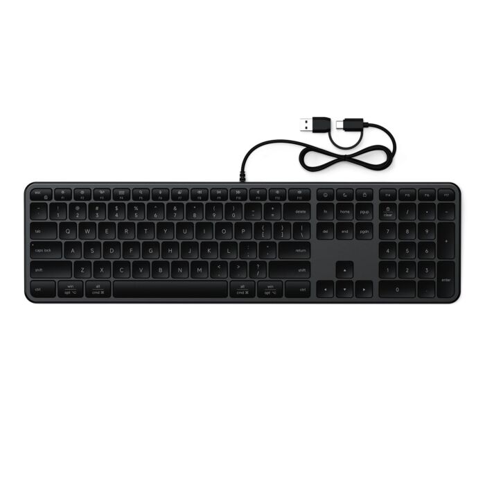 Satechi Slim LX3 Klawiatura USB-C / USB-A z układem numerycznym i przełącznikiem trybu Mac / Windows - Srebrna - ST-KULX3C-EN - zdjęcie 1 z 4