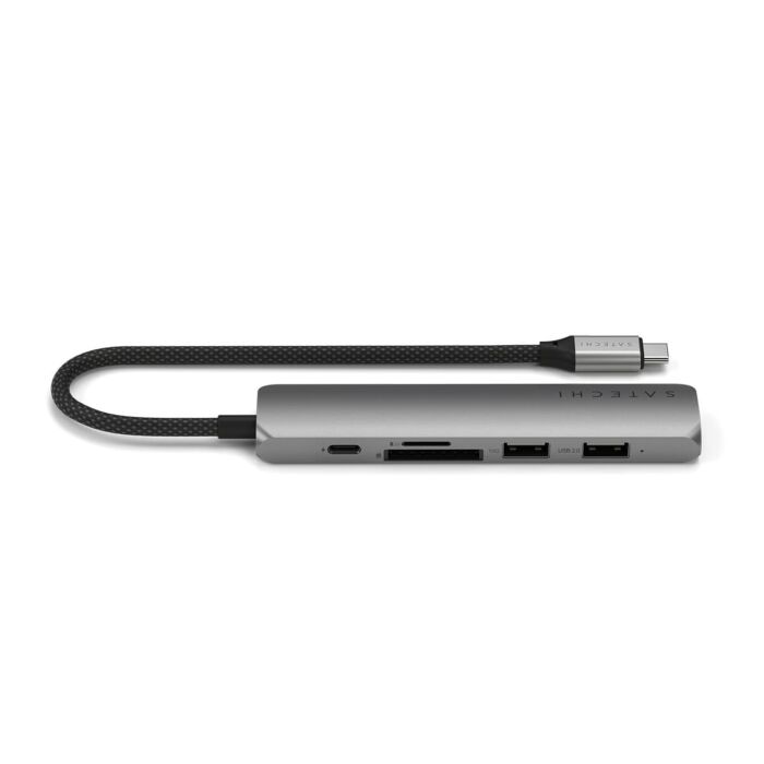 Satechi Slim Multiport Adapter Aluminiowy adapter do urządzeń mobilnych 6w1 USB-C / 2x USB-A / 4K HDMI / czytnik kart micro/SD - Gwiezdna szarość - ST-P6SM - zdjęcie 1 z 7