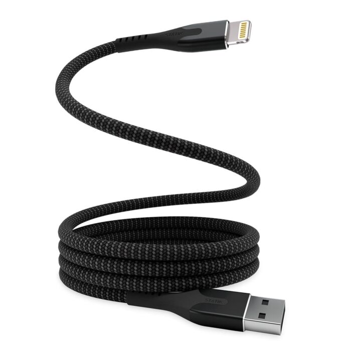 Statik MagStack Kabel USB-A na lightning w nylonowym oplocie zwijany magnetycznie 2m - Czarny - STATPUP04706FTAL - zdjęcie 1 z 5
