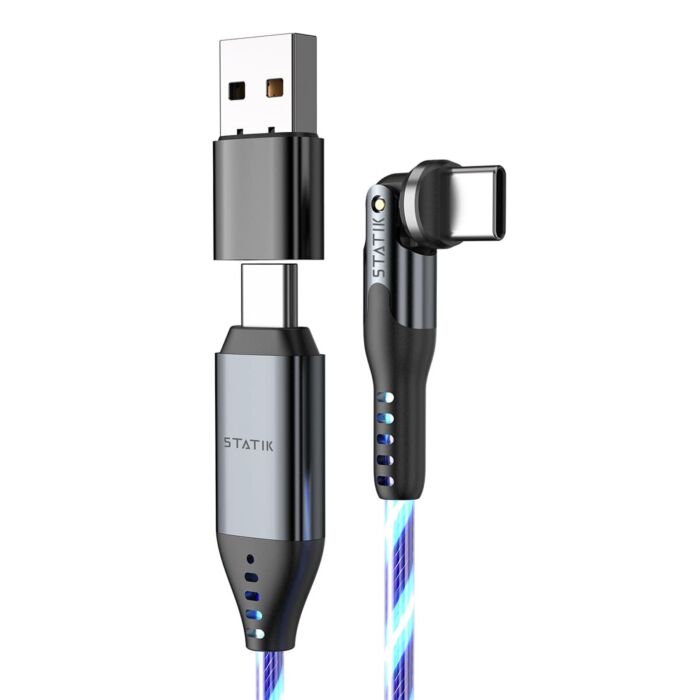 Statik PowerPivot GloBright Pro Kabel USB-C na USB-C z podświetleniem LED 1m - STATPUP04653FTCC - zdjęcie 1 z 10