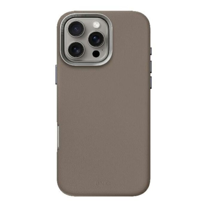 UNIQ Lyden Etui ze skóry ekologicznej do iPhone 16 Pro kompatybilne z MagSafe - Szare - Uni001372 - zdjęcie 1 z 3