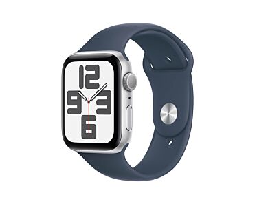 Apple Watch SE 2-gen. GPS Koperta 44mm z Aluminium w kolorze Srebrnym z Paskiem sportowym w kolorze Sztormowego błękitu - rozmiar M/L