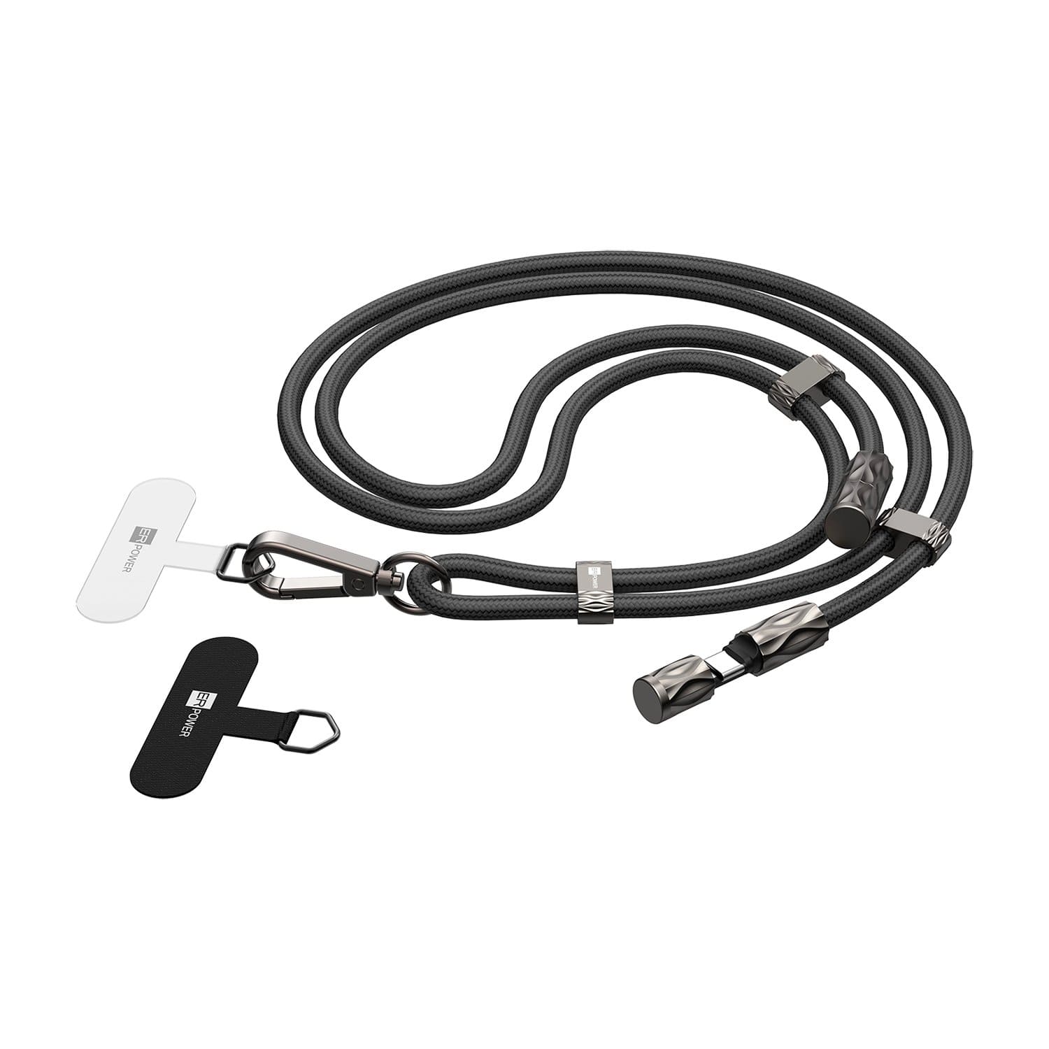 ERPOWER Snake Lanyard Smycz z kablem USB-C do USB-C 240W i blokerem danych 1,5m - Czarna ERPOWER Snake Lanyard Smycz z kablem USB-C do USB-C 240W i blokerem danych 1,5m - Czarna
