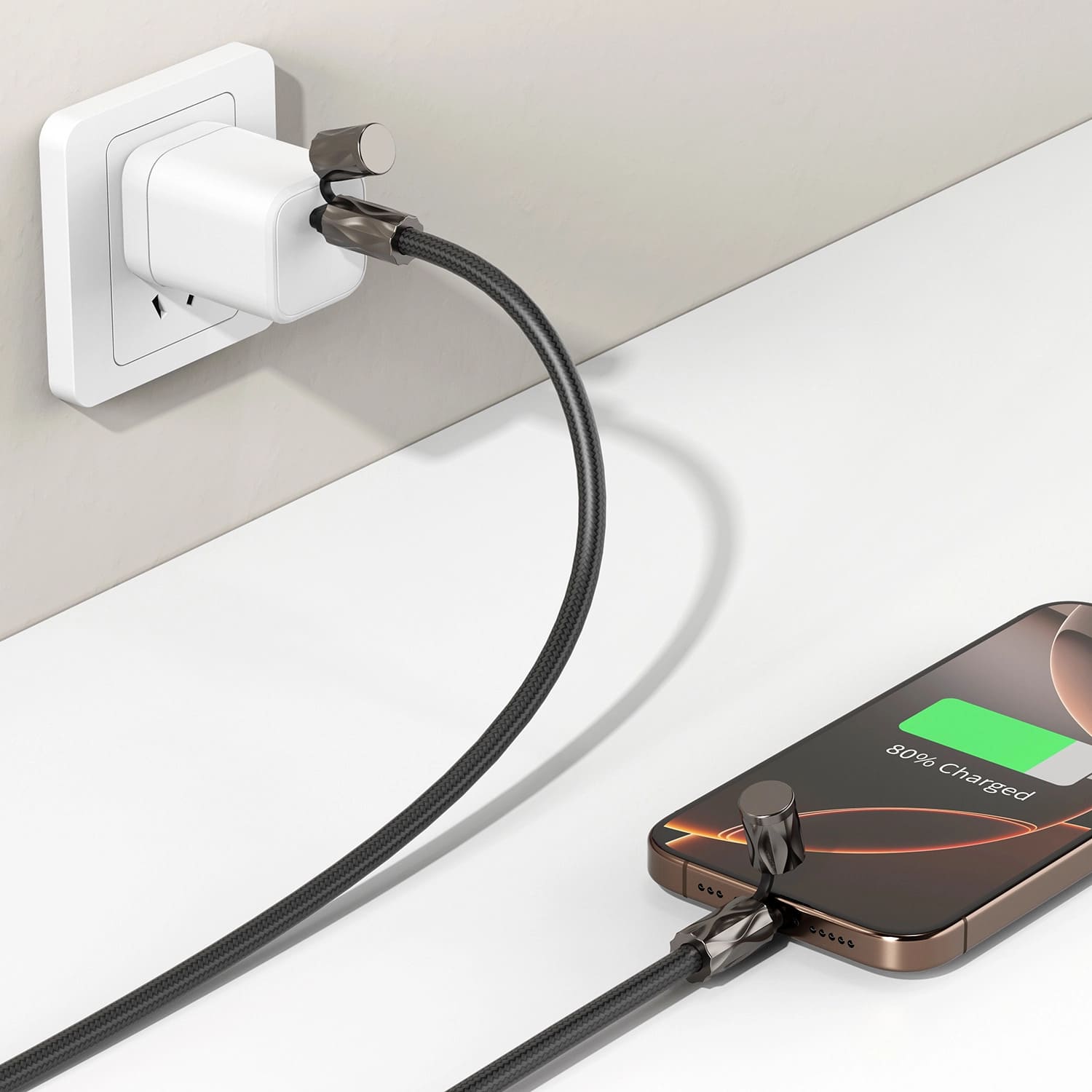 ERPOWER Snake Lanyard Smycz z kablem USB-C do USB-C 240W i blokerem danych 1,5m - Czarna ERPOWER Snake Lanyard Smycz z kablem USB-C do USB-C 240W i blokerem danych 1,5m - Czarna