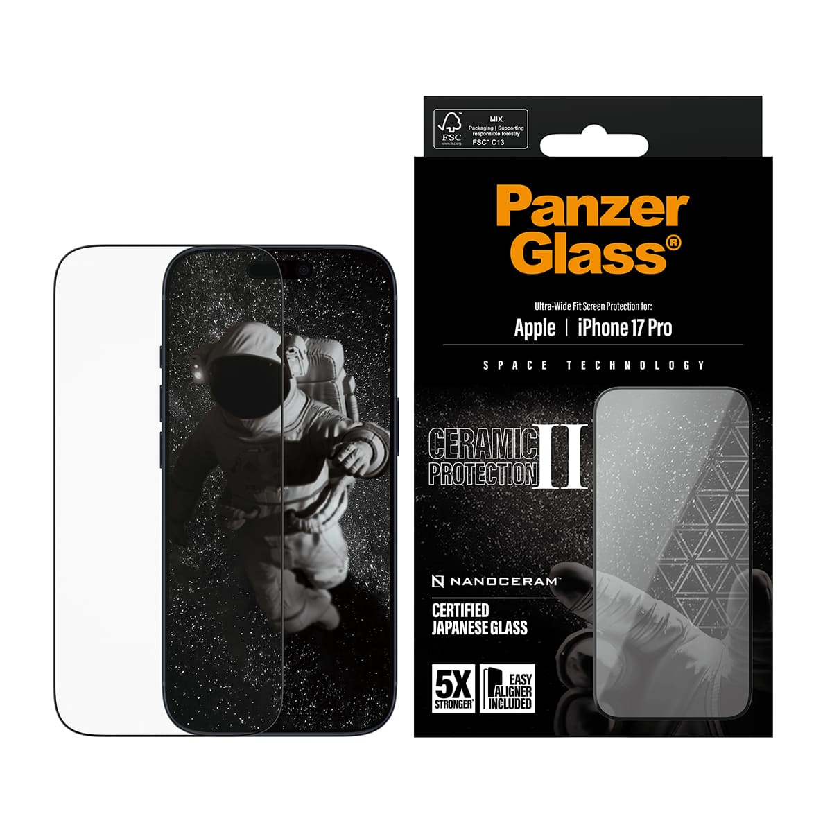 PanzerGlass Ceramic Ultra-Wide Fit EasyAligne Szkło ceramiczne do iPhone 17 Pro 