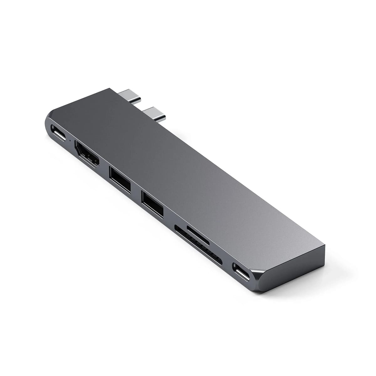 Satechi Pro Hub Slim Aluminiowy hub z podwójnym USB-C do MacBook USB 4 / HDMI / 2x USB-A / SD/microSD / USB-C - Gwiezdna szarość