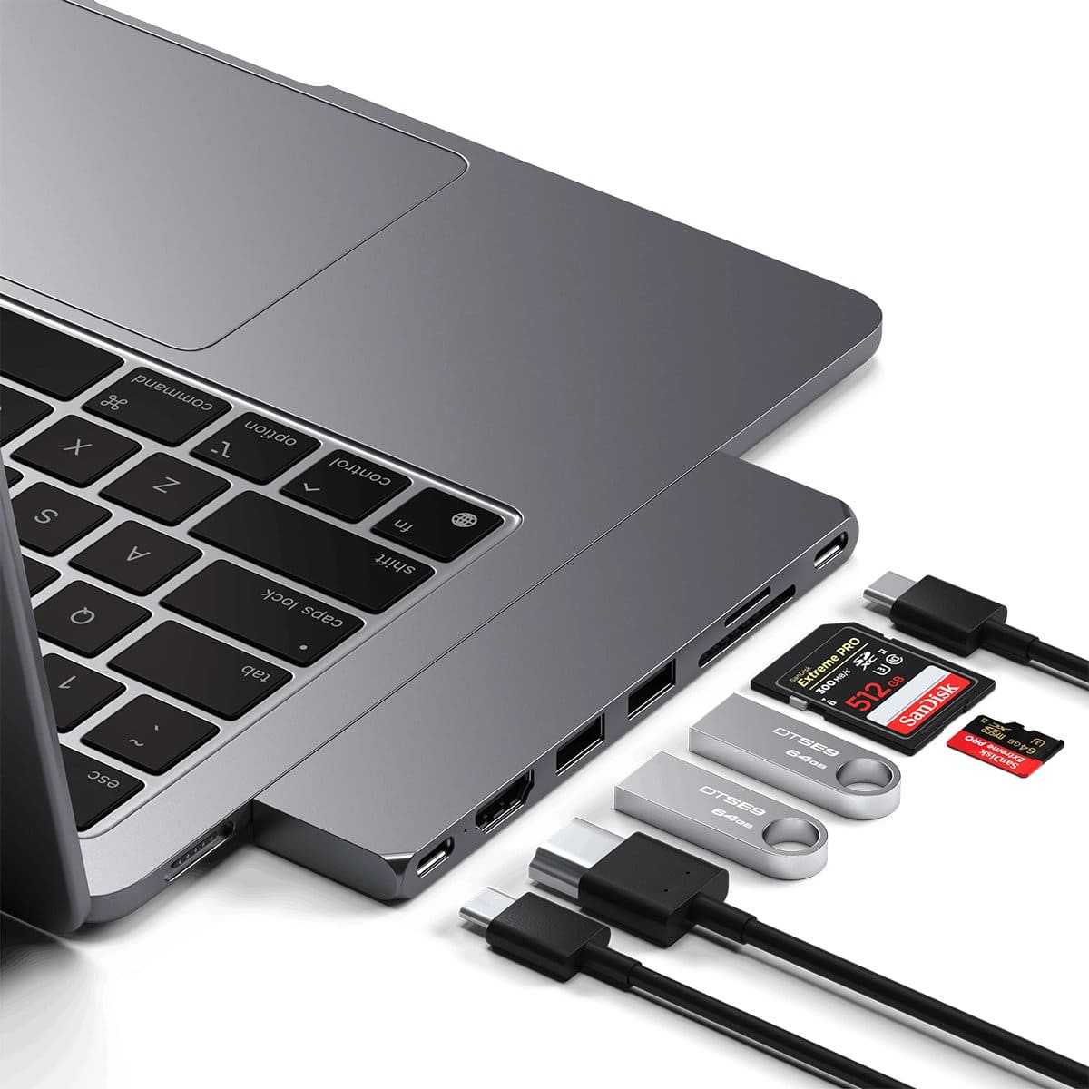Satechi Pro Hub Slim Aluminiowy hub z podwójnym USB-C do MacBook USB 4 / HDMI / 2x USB-A / SD/microSD / USB-C - Gwiezdna szarość