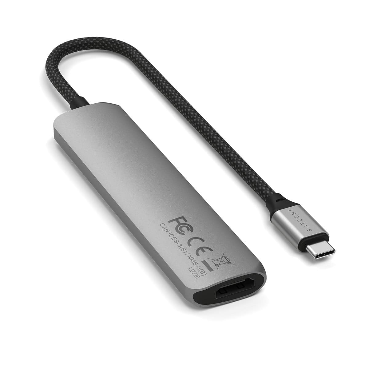Satechi Slim Multiport Adapter Aluminiowy adapter do urządzeń mobilnych 6w1 USB-C / 2x USB-A / 4K HDMI / czytnik kart micro/SD - Gwiezdna szarość