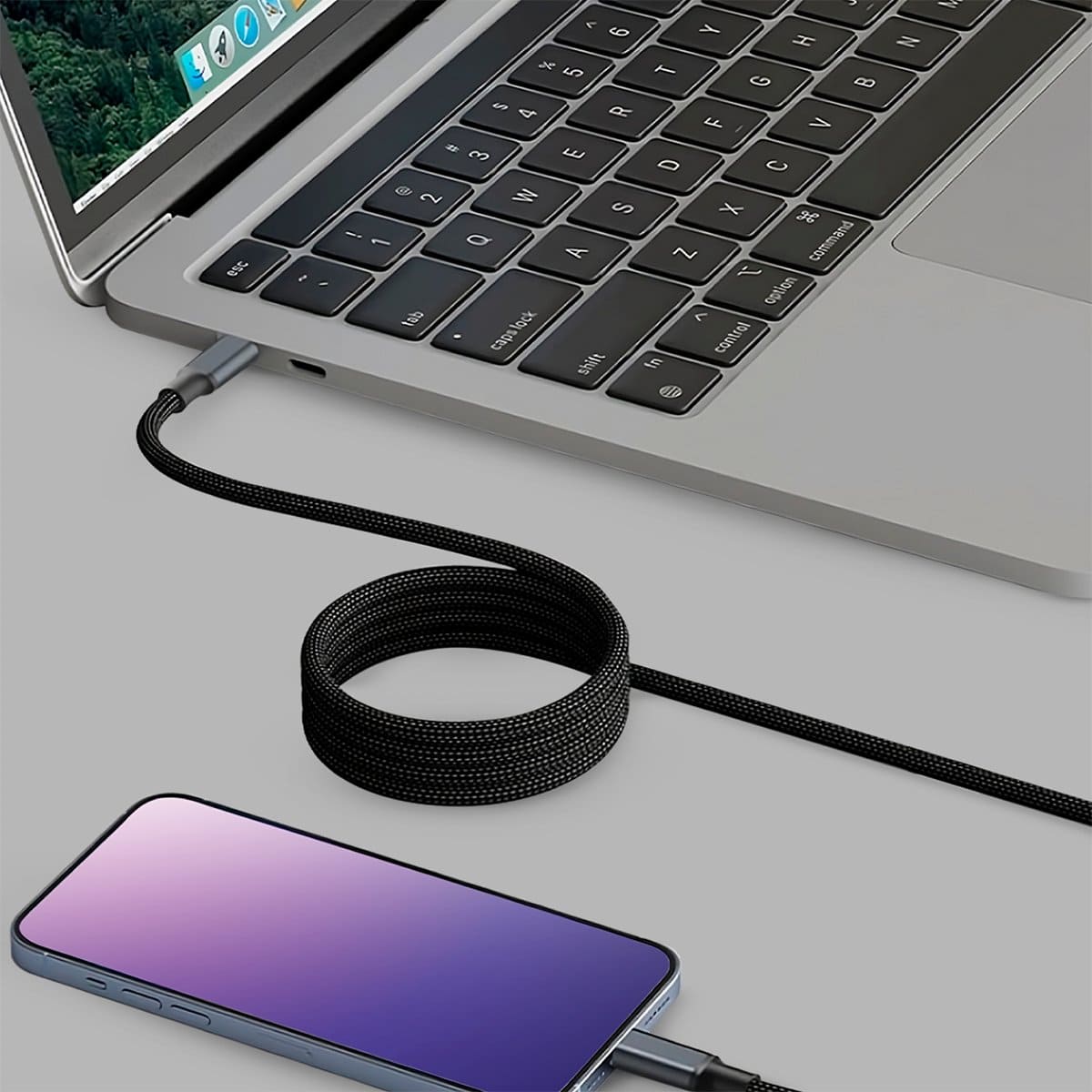 Statik MagStack Kabel USB-A na lightning w nylonowym oplocie zwijany magnetycznie 1m - Czarny