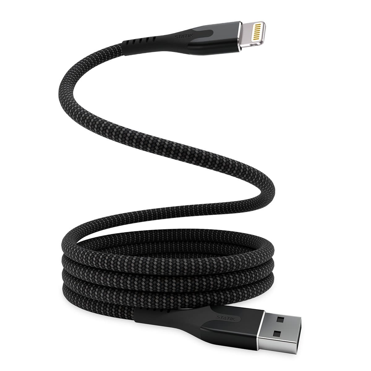 Statik MagStack Kabel USB-A na lightning w nylonowym oplocie zwijany magnetycznie z certyfikatem MFI 1m - Czarny Statik MagStack Kabel USB-A na lightning w nylonowym oplocie zwijany magnetycznie z certyfikatem MFI 1m - Czarny