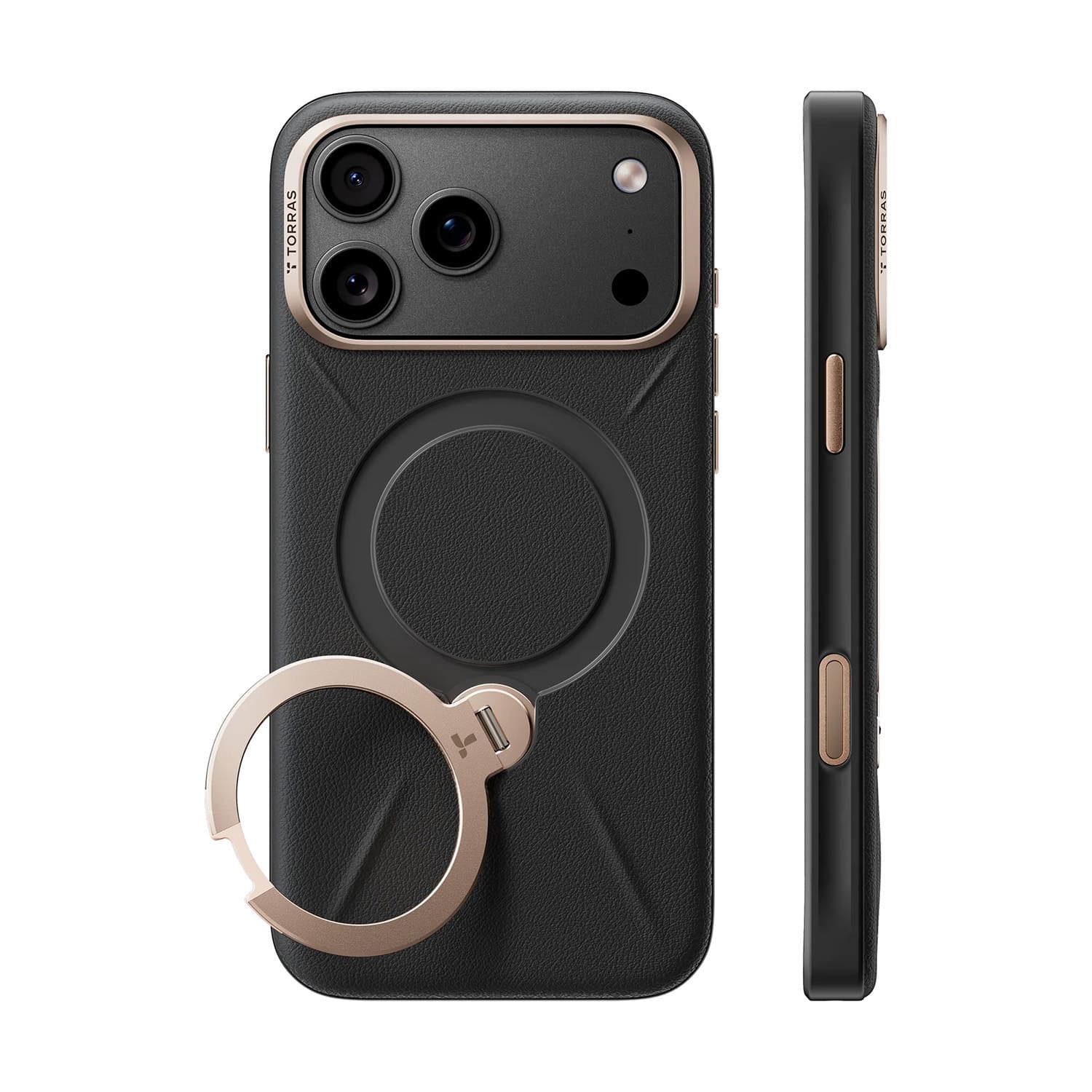 TORRAS Ostand Q3 VegSkin Etui do iPhone 18 Pro / 17 Pro kompatybilne z MagSafe - Czarne TORRAS Ostand Q3 VegSkin Etui do iPhone 18 Pro / 17 Pro kompatybilne z MagSafe - Czarne