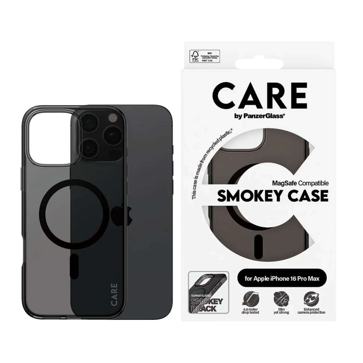 CARE by PanzerGlass Flagship Etui do iPhone 16 Pro Max z czarnym MagSafe - Smokey