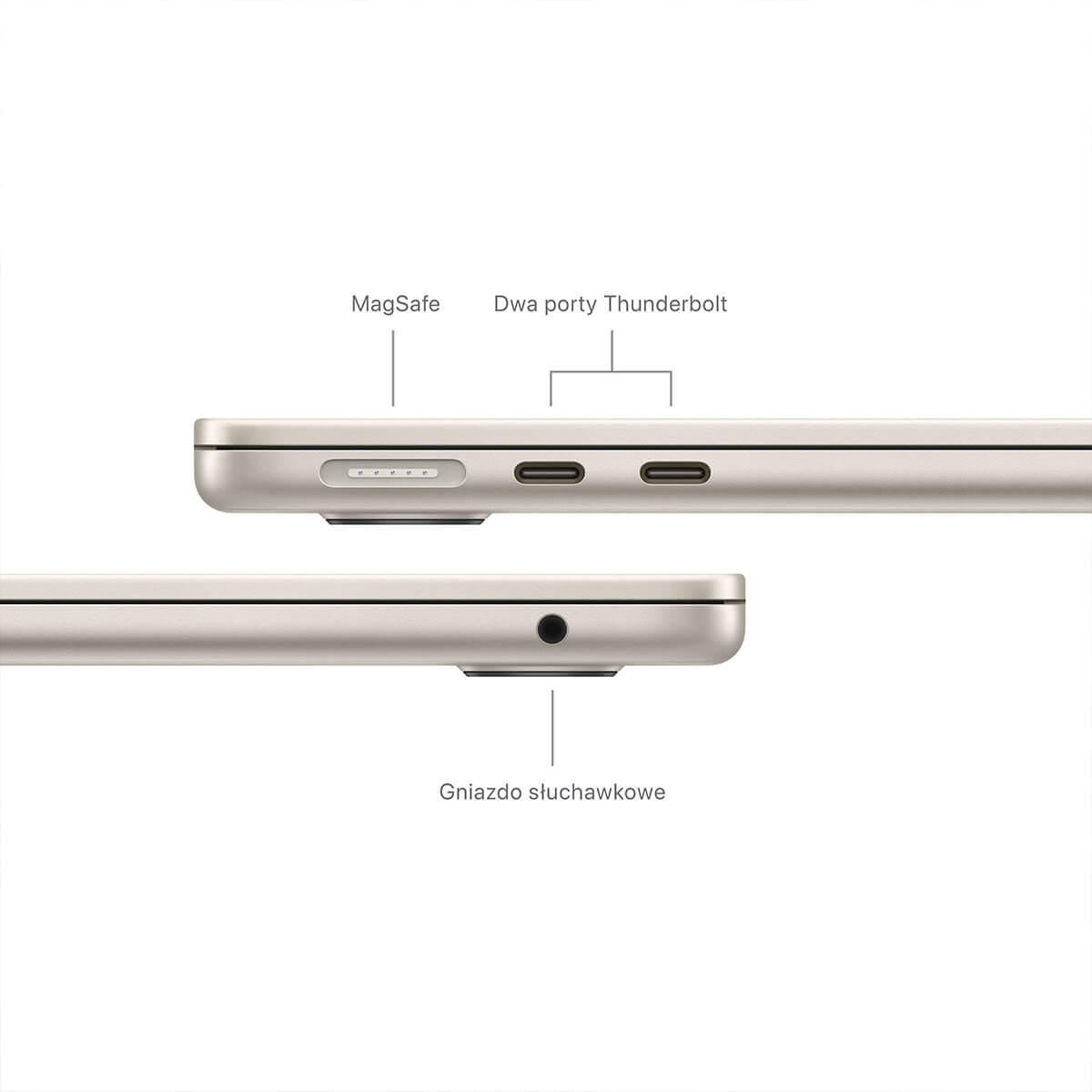 MacBook Air 15 cali M2 Księżycowa Poświata - złącza MacBook Air 15 cali M2 Księżycowa Poświata - złącza
