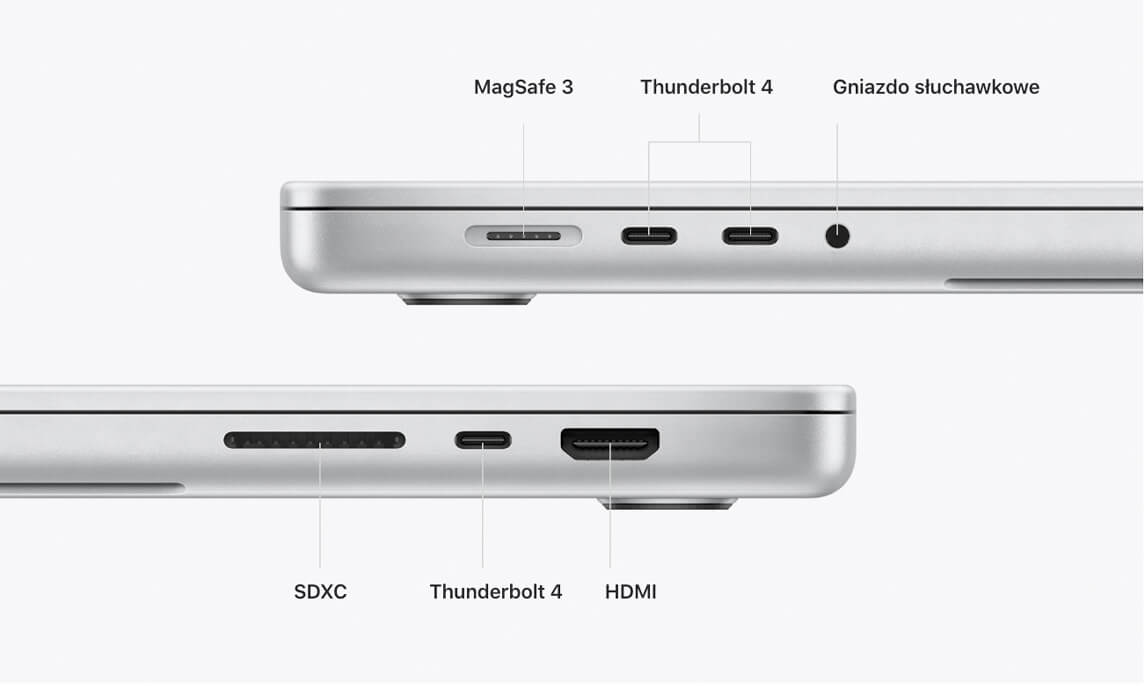 Apple MacBook Pro 14 M1 Pro 8-core CPU + 14-core GPU / 16GB RAM / 1TB SSD / Klawiatura US / Gwiezdna szarość (Space Gray) - złącza Apple MacBook Pro 14 M1 Pro 8-core CPU + 14-core GPU / 16GB RAM / 1TB SSD / Klawiatura US / Gwiezdna szarość (Space Gray) - złącza
