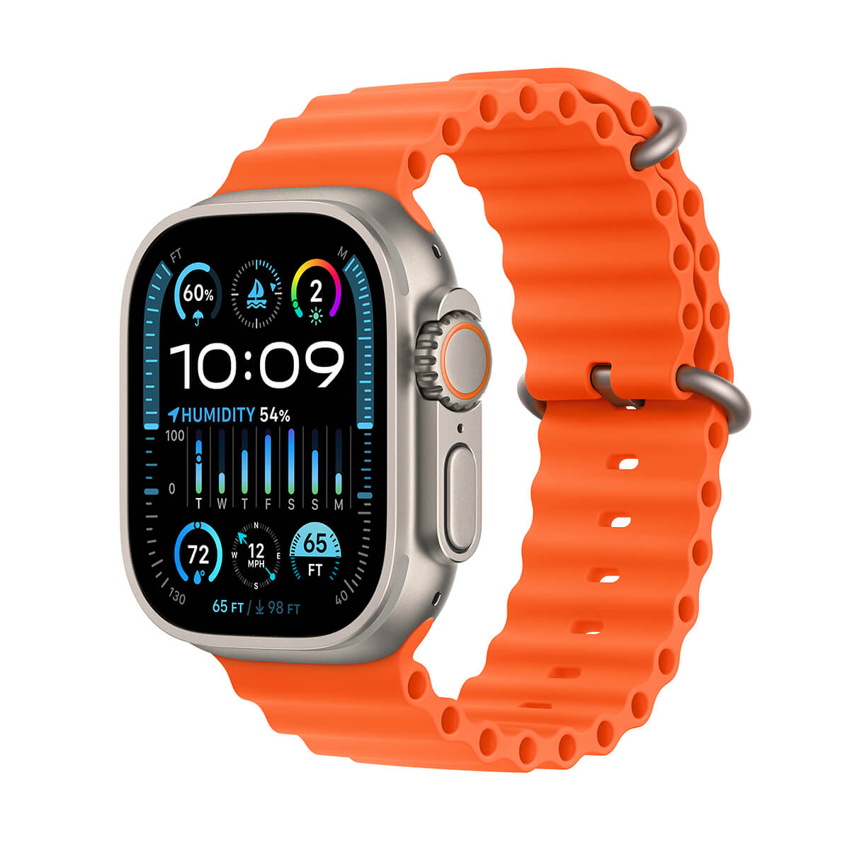 Apple Watch Ultra 2 GPS + Cellular Koperta 49mm z tytanu z Paskiem Ocean w pomarańczowym Apple Watch Ultra 2 GPS + Cellular Koperta 49mm z tytanu z Paskiem Ocean w pomarańczowym