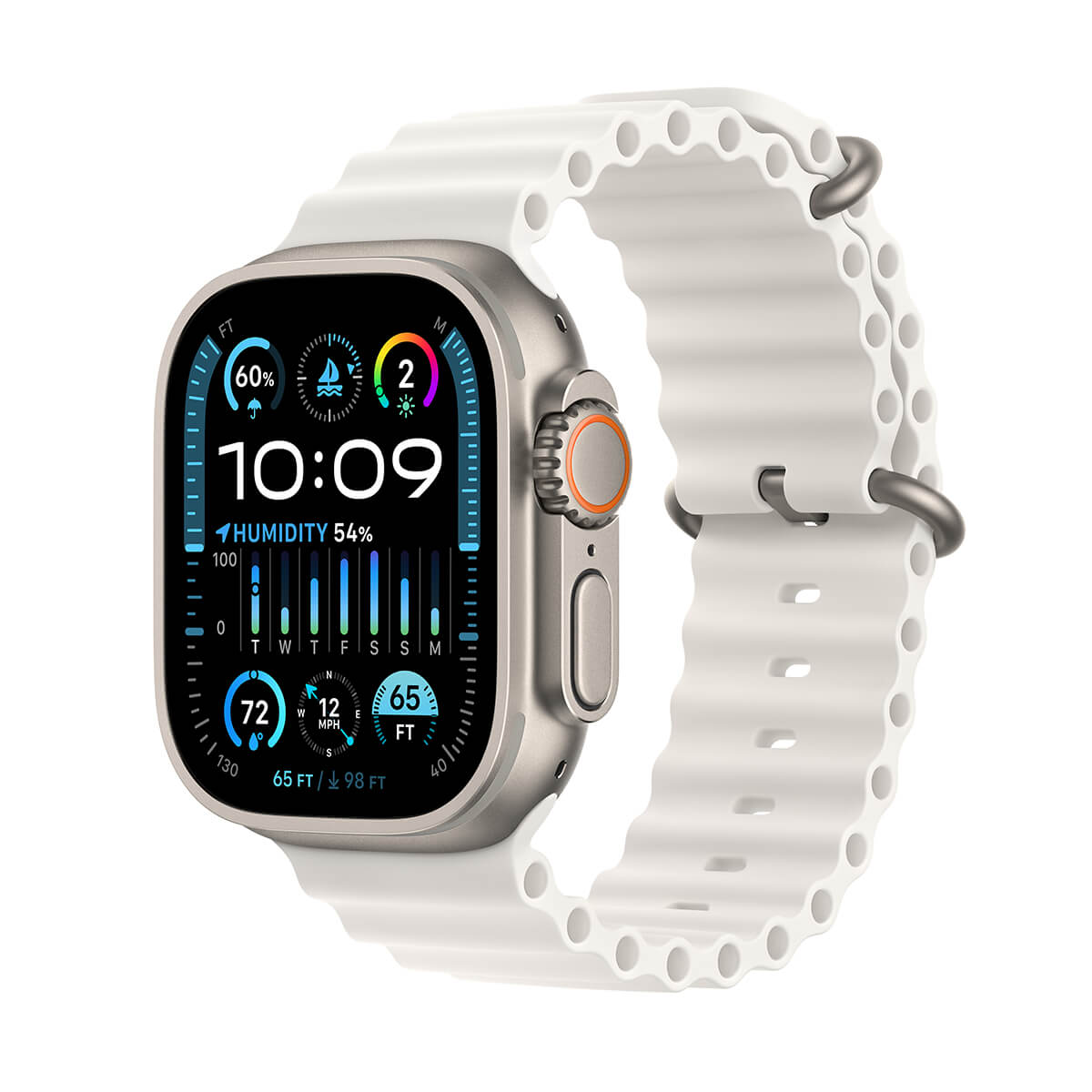 Apple Watch Ultra 2 GPS + Cellular Koperta 49mm z tytanu z Paskiem Ocean w białym Apple Watch Ultra 2 GPS + Cellular Koperta 49mm z tytanu z Paskiem Ocean w białym