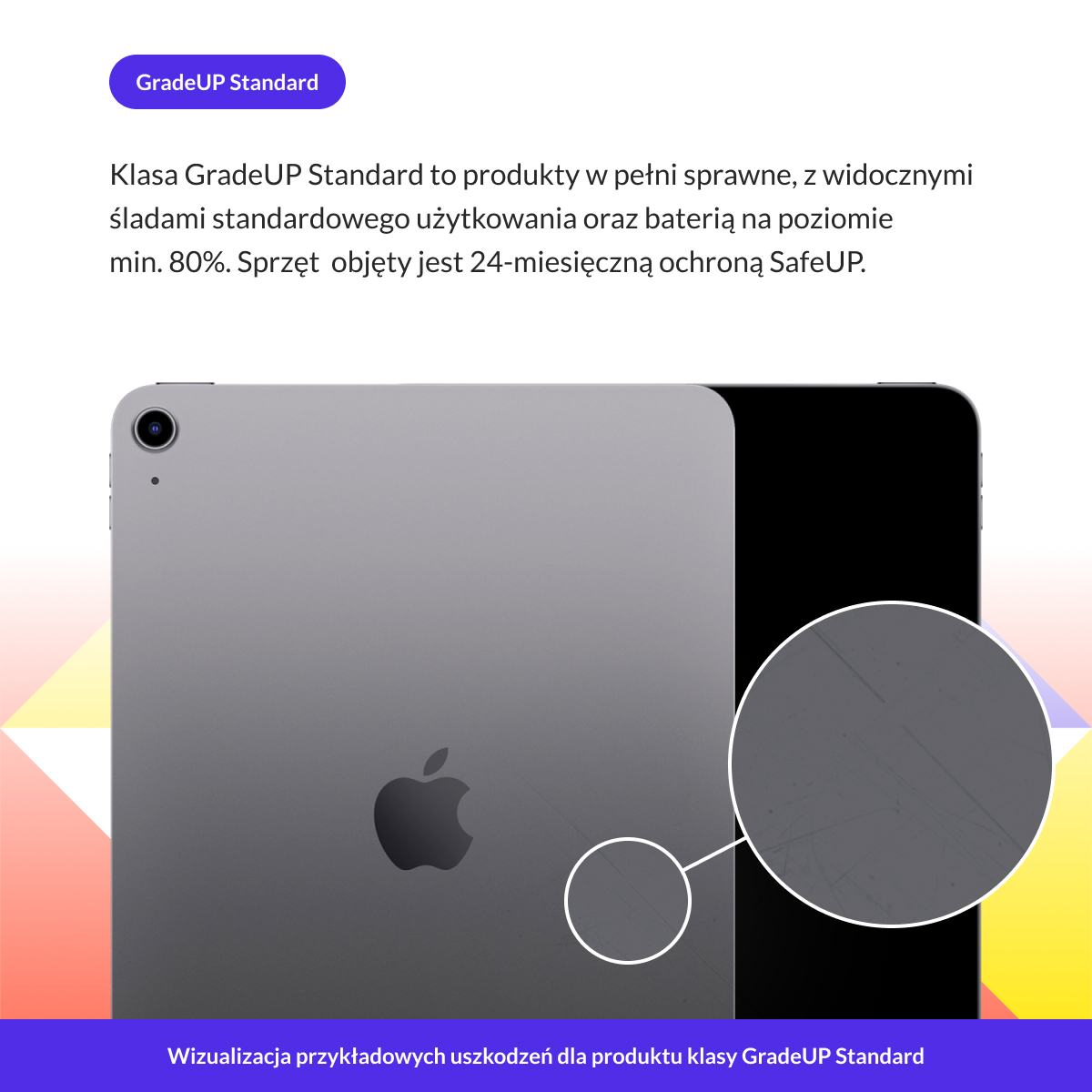 Apple iPad Air M1 10,9 64GB Wi-Fi Gwiezdna szarość (Space Gray) przykładowe rysy Apple iPad Air M1 10,9 64GB Wi-Fi Gwiezdna szarość (Space Gray) przykładowe rysy