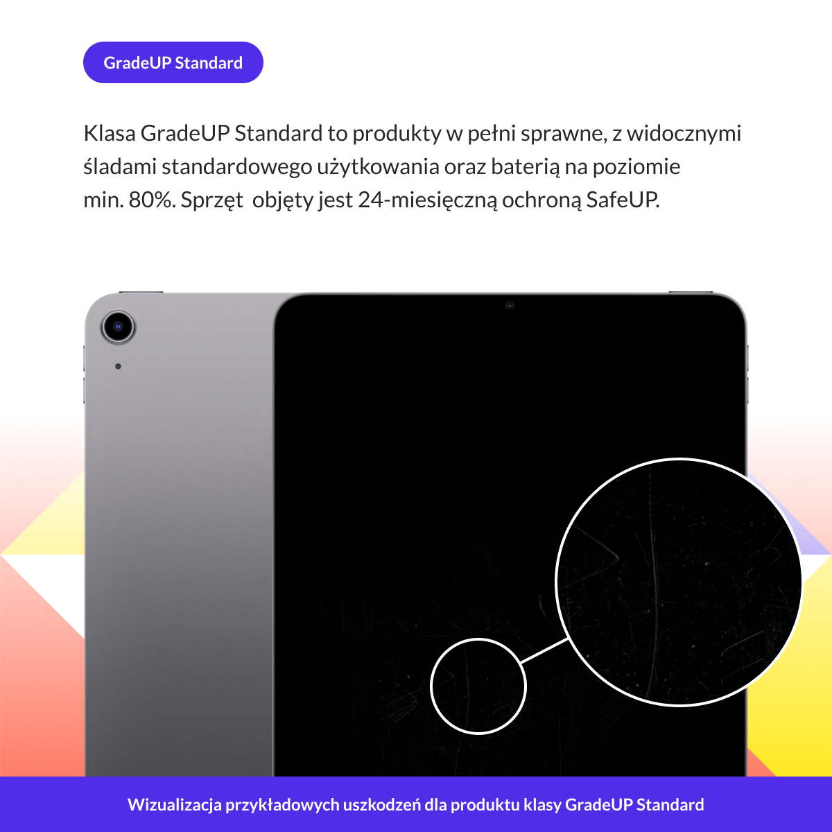 Apple iPad Air M1 10,9 64GB Wi-Fi Gwiezdna szarość (Space Gray) przykładowe rysy Apple iPad Air M1 10,9 64GB Wi-Fi Gwiezdna szarość (Space Gray) przykładowe rysy